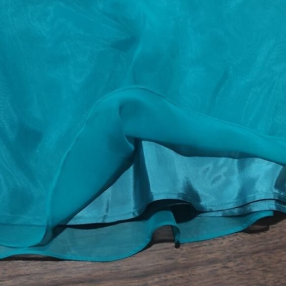 Vintage Michael Marcella 14 teal blue matching set skirt bow tulle - Picture 8 of 8